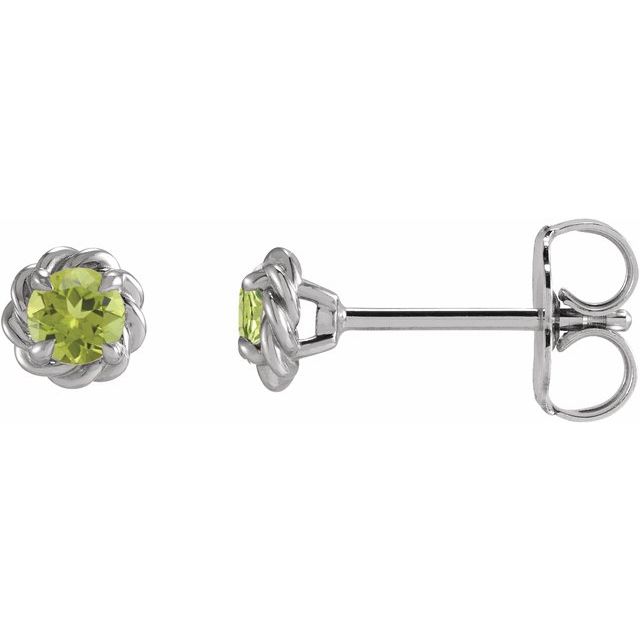 Sterling Silver 4 mm Natural Peridot Claw-Prong Rope Earrings