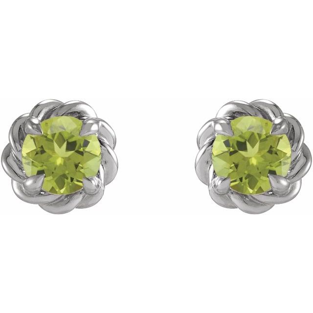 Sterling Silver 4 mm Natural Peridot Claw-Prong Rope Earrings