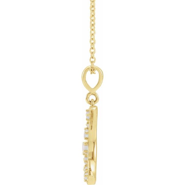 14K Yellow Natural White Opal Cabochon Crescent Moon 16-18' Necklace