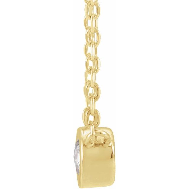 14K Yellow .06 CT Rose-Cut Natural Diamond Bezel-Set 18' Necklace