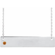 Sterling Silver Natural Citrine Engravable Bar 16-18' Necklace