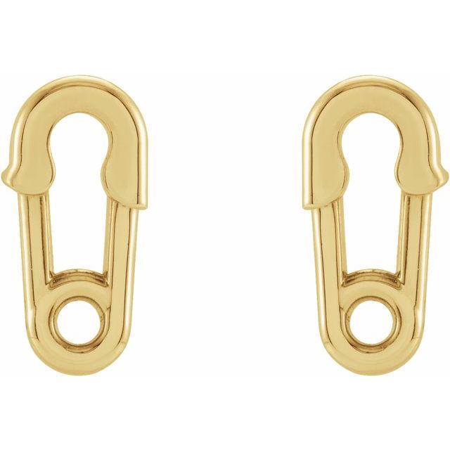 14K Yellow Safety Pin Earrings