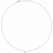 14K White 1/6 CT Drilled Natural Diamond Solitaire 16-18' Necklace