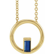 14K Yellow Natural Blue Sapphire Circle 16-18' Necklace
