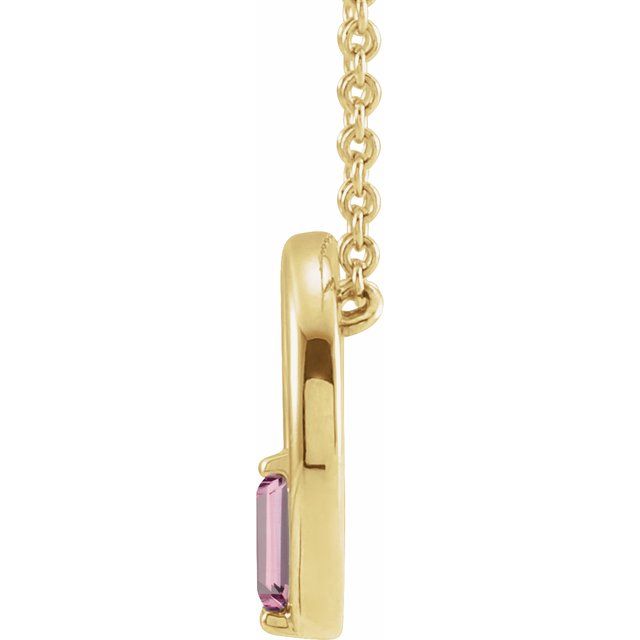 14K Yellow Natural Pink Tourmaline Circle 16-18' Necklace