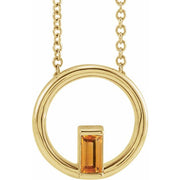 14K Yellow Natural Citrine Circle 16-18' Necklace