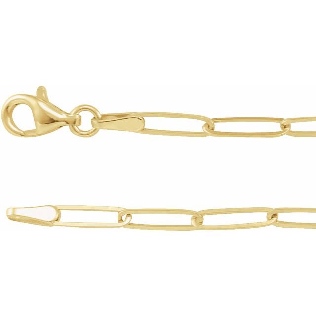 14K Yellow 2.6 mm Paperclip-Style 7' Chain