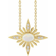 14K Yellow Natural Ethiopian Opal & .08 CTW Natural Diamond 16-18' Necklace