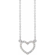 14k White .08 Ctw Natural Diamond Petite Heart 16' Necklace