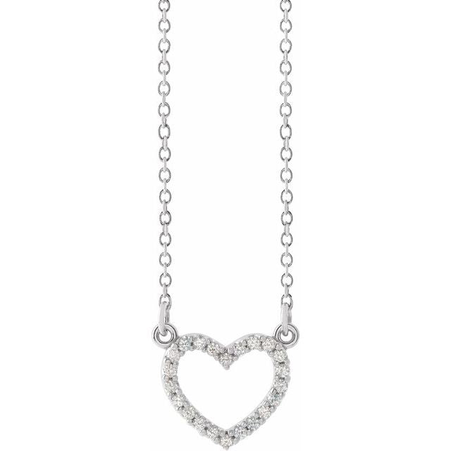 14k White .08 Ctw Natural Diamond Petite Heart 16' Necklace