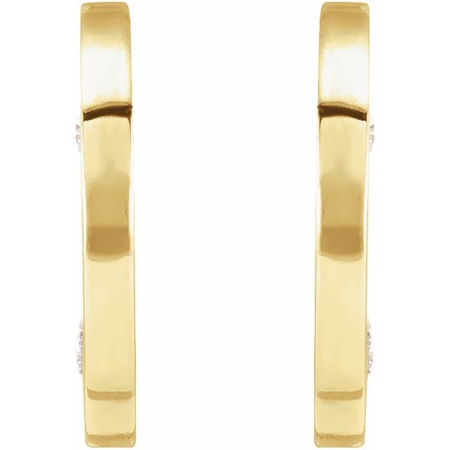 14K Yellow .025 CTW Natural Diamond Flat Hoop Earrings