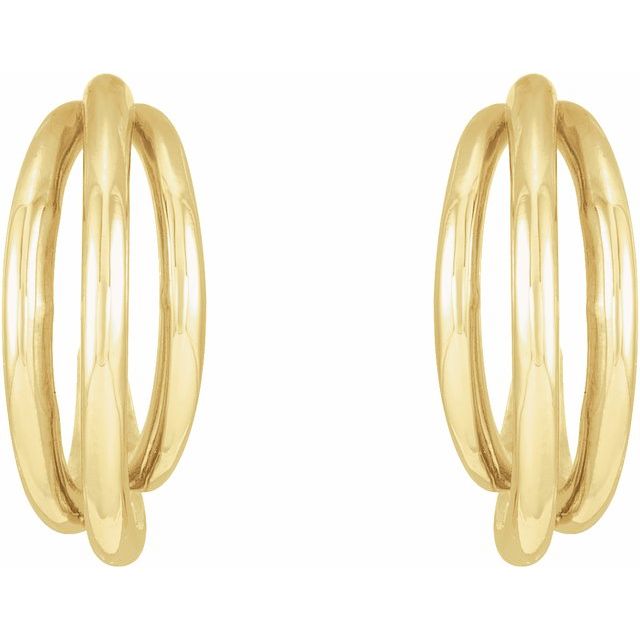 14K Yellow 12 mm Hoop Earrings