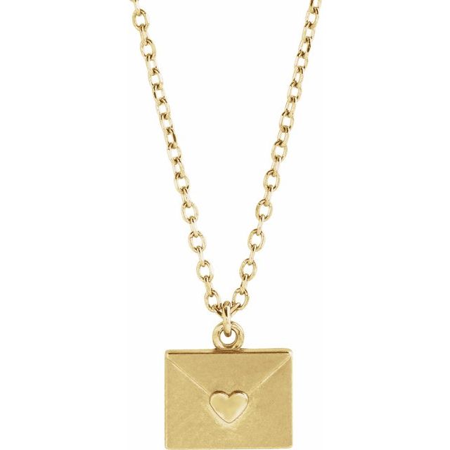 14K Yellow Heart Envelope 16-18' Necklace