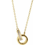 14K Yellow .08 CTW Natural Diamond Interlocking Circle 18' Necklace
