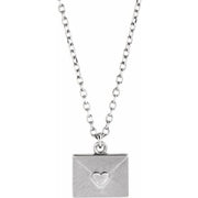 Sterling Silver Heart Envelope 16-18' Necklace