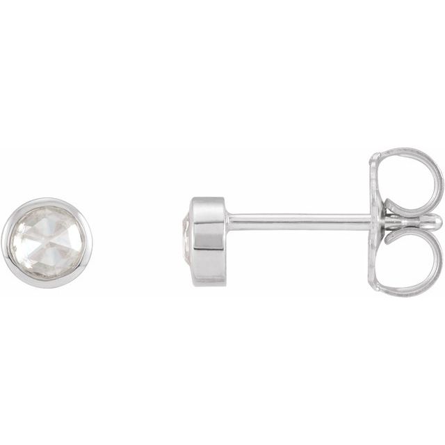14K White 1/8 CTW Rose-Cut Natural Diamond Bezel-Set Earrings