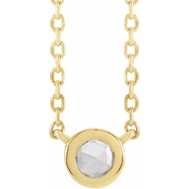 14K Yellow .06 CT Rose-Cut Natural Diamond Bezel-Set 18' Necklace