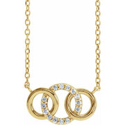 14K Yellow .05 CTW Natural Diamond Interlocking Circle 18' Necklace