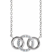 14k White .05 Ctw Natural Diamond Interlocking Circle 18' Necklace