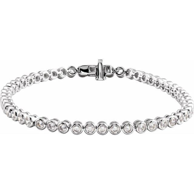 14K White 3 1/2 CTW Lab-Grown Diamond Bezel-Set 7' Bracelet
