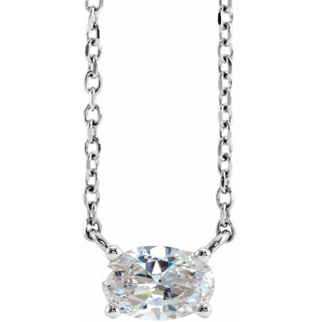 14K White 1/4 CTW Lab-Grown Diamond Solitaire 16-18' Necklace