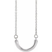 14K White 9.6x5.7 mm Curved Bar 18' Necklace