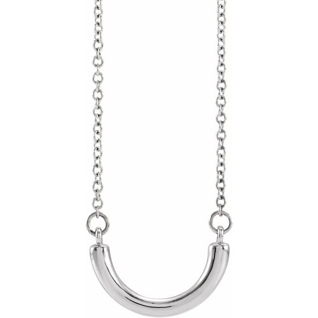 14K White 9.6x5.7 mm Curved Bar 18' Necklace
