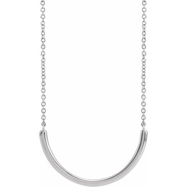 14K White 22.2x9.3 mm Curved Bar 18' Necklace