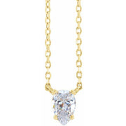 14K Yellow 1/3 CT Natural Diamond Solitaire 16-18' Necklace