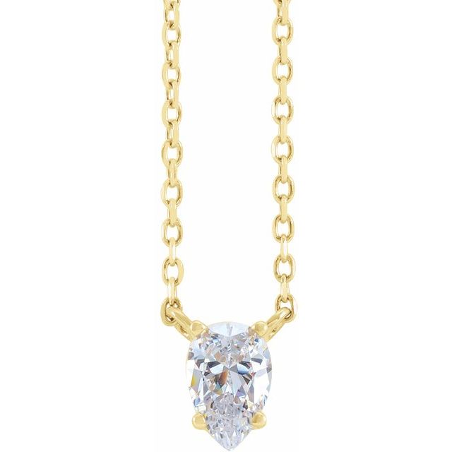 14K Yellow 1/3 CT Natural Diamond Solitaire 16-18' Necklace