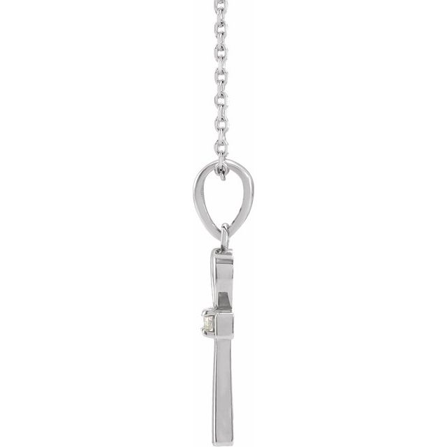14K White .03 CT Natural Diamond Ankh Cross 16-18' Necklace