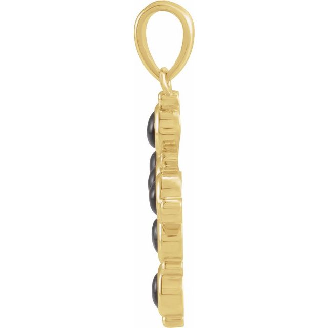14K Yellow Natural Black Onyx Cross Pendant