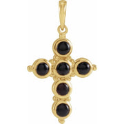 14K Yellow Natural Black Onyx Cross Pendant