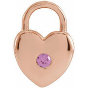 14K Rose Natural Pink Sapphire Heart Lock Pendant