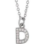 14K White .05 CTW Natural Diamond Petite Initial D 16-18' Necklace