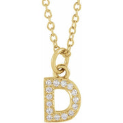 14K Yellow .05 CTW Natural Diamond Petite Initial D 16-18' Necklace