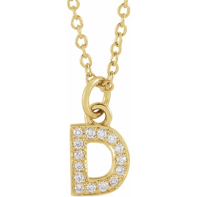 14K Yellow .05 CTW Natural Diamond Petite Initial D 16-18' Necklace