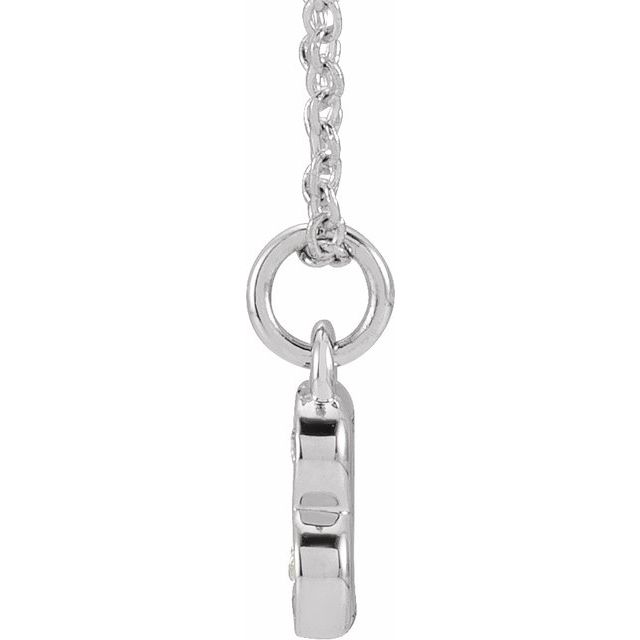 14K White .05 CTW Natural Diamond Petite Initial B 16-18' Necklace