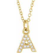 14K Yellow .05 CTW Natural Diamond Petite Initial A 16-18' Necklace
