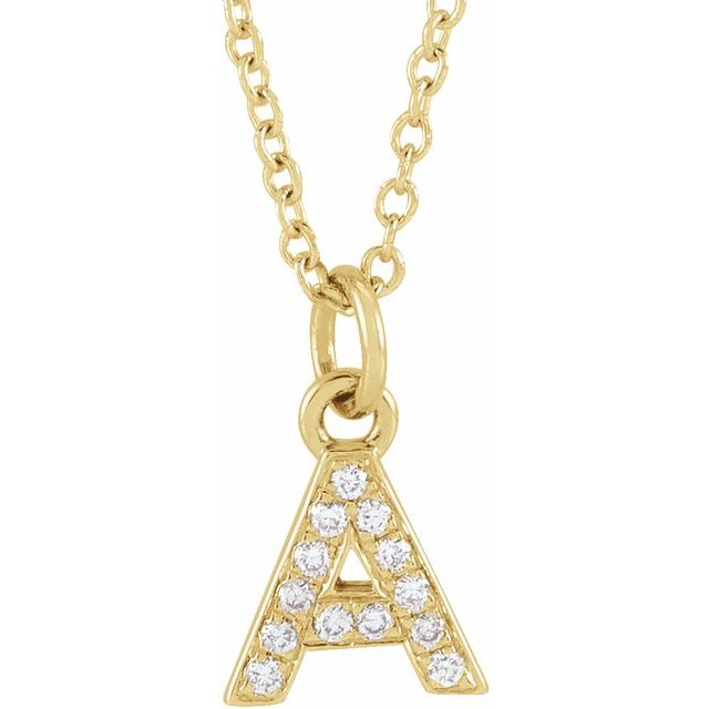 14K Yellow .05 CTW Natural Diamond Petite Initial A 16-18' Necklace
