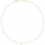 14K Yellow 1/6 CT Drilled Natural Diamond Solitaire 16-18' Necklace