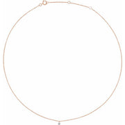 14K Rose 1/6 CT Drilled Natural Diamond Solitaire 16-18' Necklace