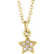14K Yellow .03 CTW Natural Diamond Youth Petite Star 15' Necklace