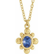14K Yellow Natural Tanzanite Beaded 16-18' Necklace