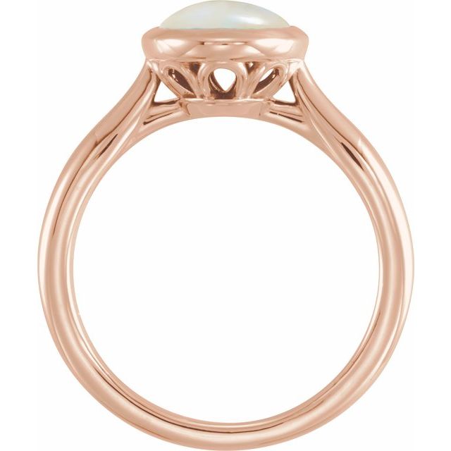 14K Rose 10x8 mm Natural Ethiopian Opal Cabochon Ring