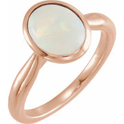 14K Rose 10x8 mm Natural Ethiopian Opal Cabochon Ring