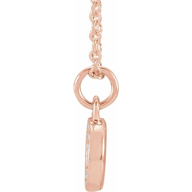 14K Rose .05 CTW Natural Diamond Petite Initial O 16-18' Necklace
