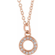 14K Rose .05 CTW Natural Diamond Petite Initial O 16-18' Necklace