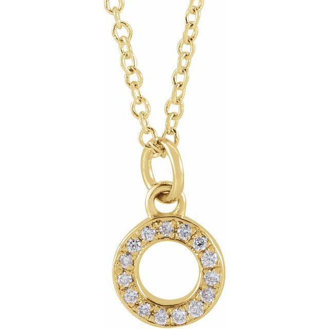 14K Yellow .05 CTW Natural Diamond Petite Initial O 16-18' Necklace