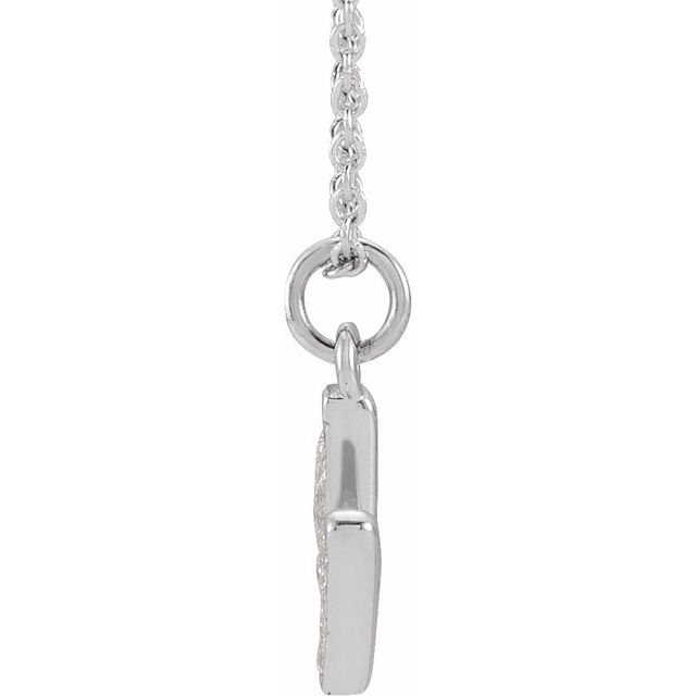 14K White .06 CTW Natural Diamond Petite Initial M 16-18' Necklace